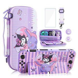 Kuromi Theme Nintendo Switch OLED Carrying Travel Set Case and Accessories Set